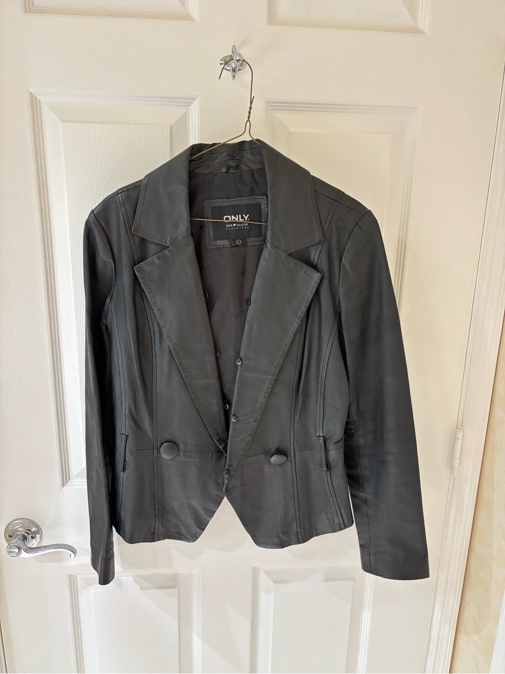ONLY Black Faux Leather Tailored Blazer